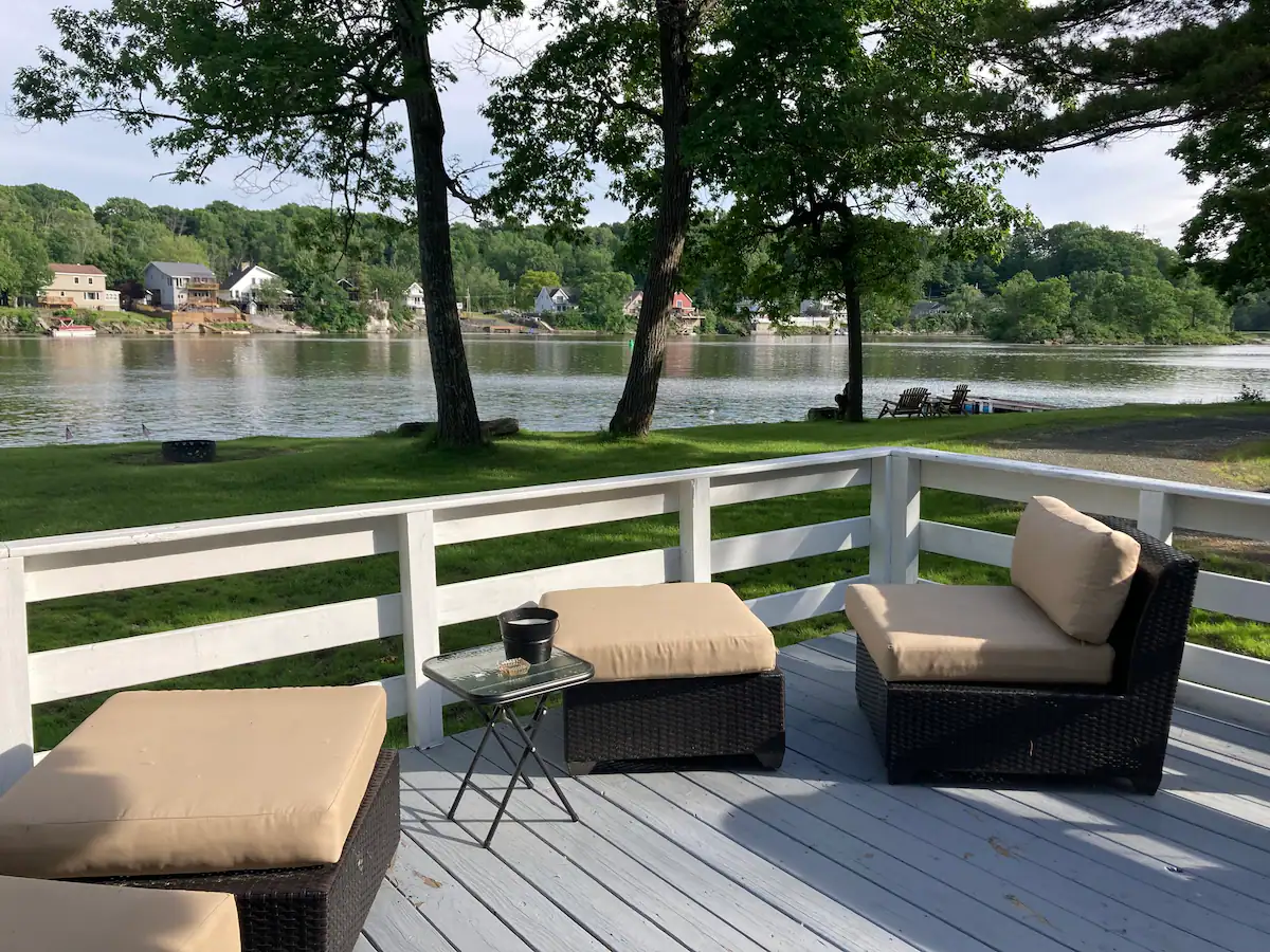 Deck overlooking the Mohawk River at Towpath Landing
