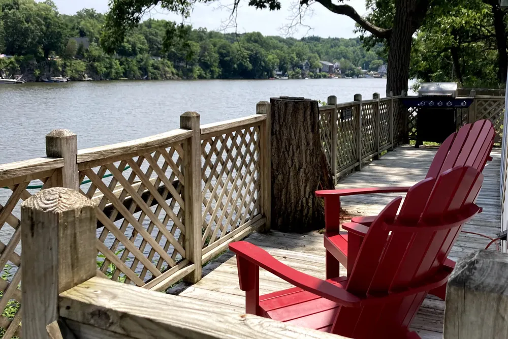 Deck view over the Mohawk River at Cabin 2